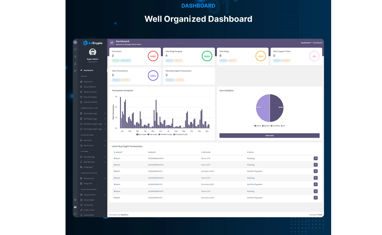 AdCrypto v1.4.0 - Cryptocurrency Exchange and Buy Sell Full Solution